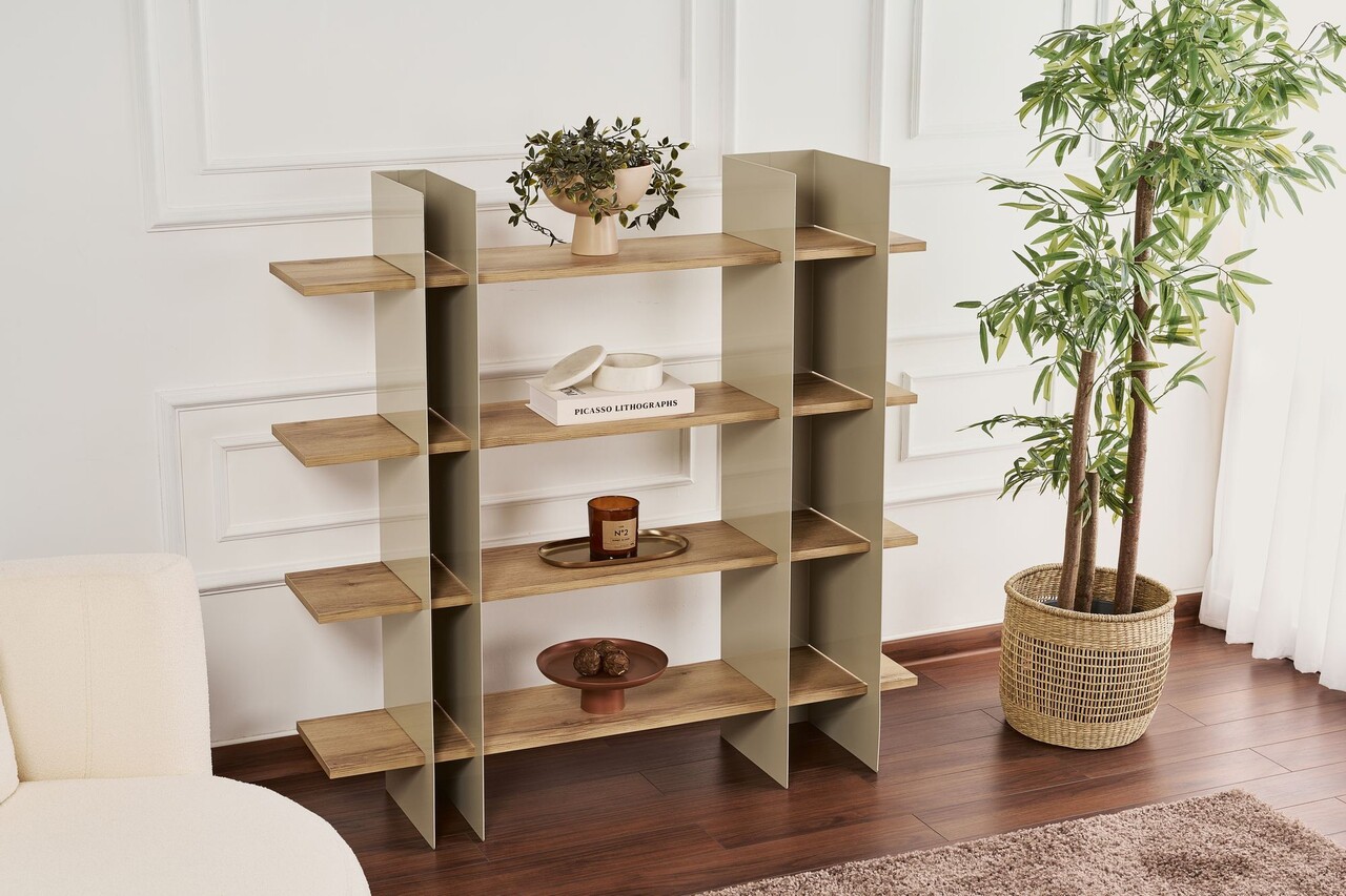 Corp biblioteca, Hanah Home, Shb-017-B, 120x31x120 cm, Grej - imagine 5